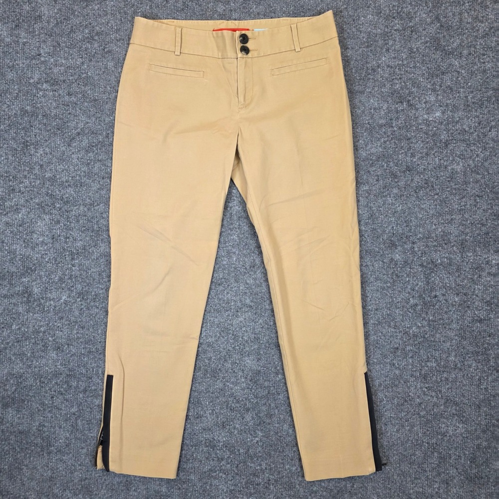 Cartonnier Charlie Ankle Pants Women 4 Tan Cotton Blend Zip Hem Casual Trousers